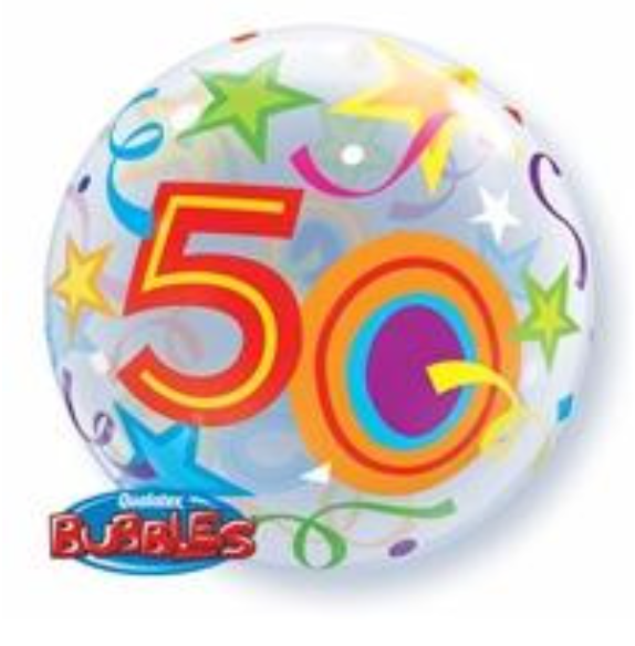 22"Q Bubble Happy Birthday Brilliant Stars, inflated #50