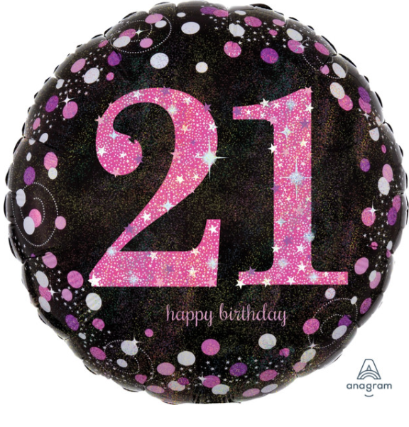 18"A Happy Birthday Pink Celebration Holographic, inflated #21