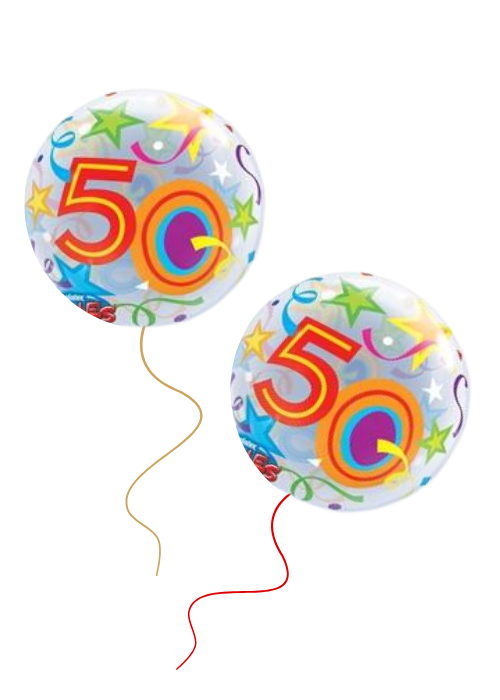 22"Q Bubble Happy Birthday Brilliant Stars, inflated #50