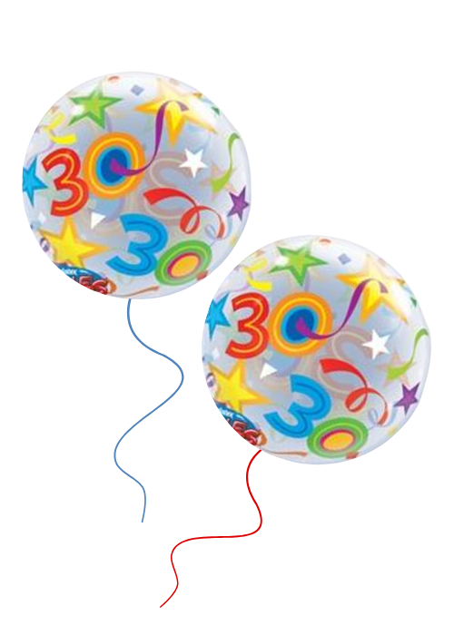 22"Q Bubble Happy Birthday Brilliant Stars, inflated #30