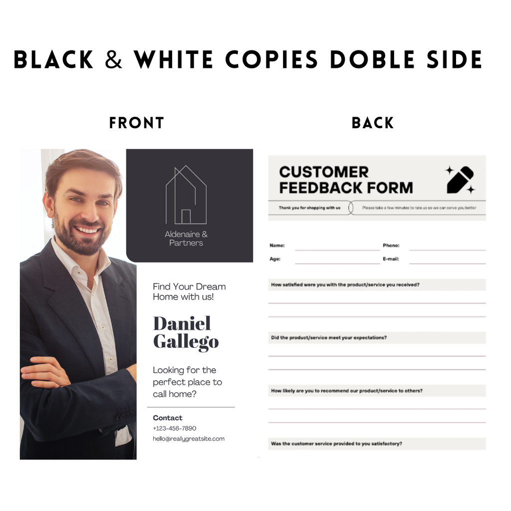 COPIES DOUBLE SIDED BLACK & WHITE